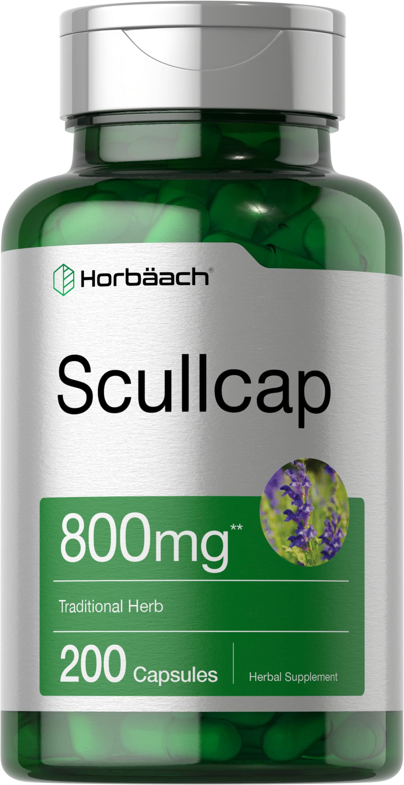 Horbäach Skullcap Herb Extract Capsule 200 Count