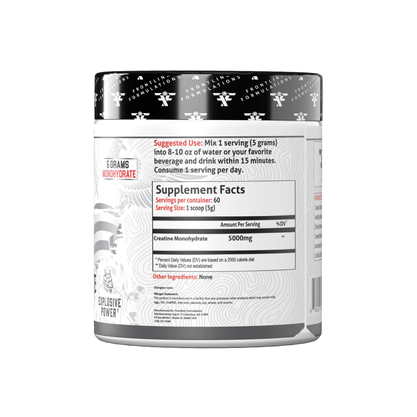 Frontline Formulations Creatine Monohydrate Powder, 60 Servings