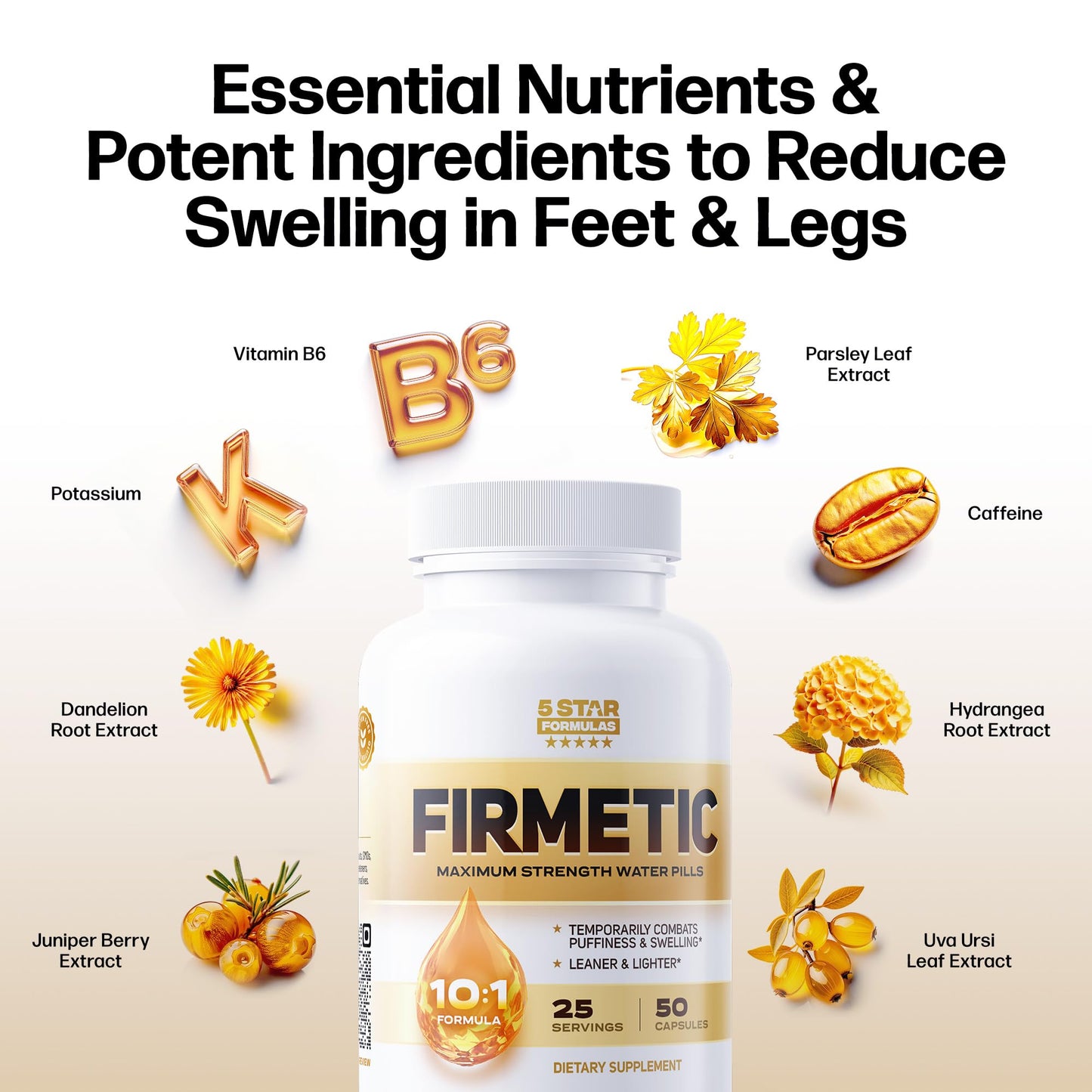 5 Star Formulas Firmetic Water Pill Capsules, 50 Count
