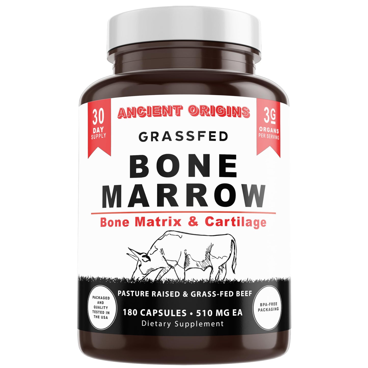 Ancient Origins Grass-Fed Bone Marrow Supplement Capsules 180 Capsules