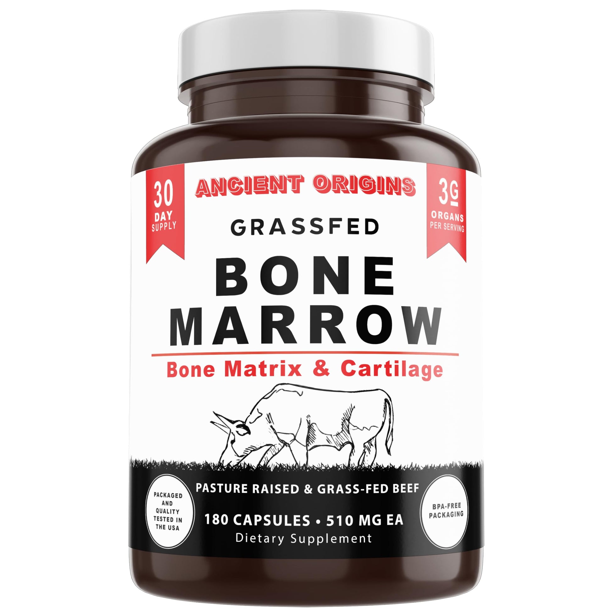 Ancient Origins Grass-Fed Bone Marrow Supplement Capsules 180 Capsules