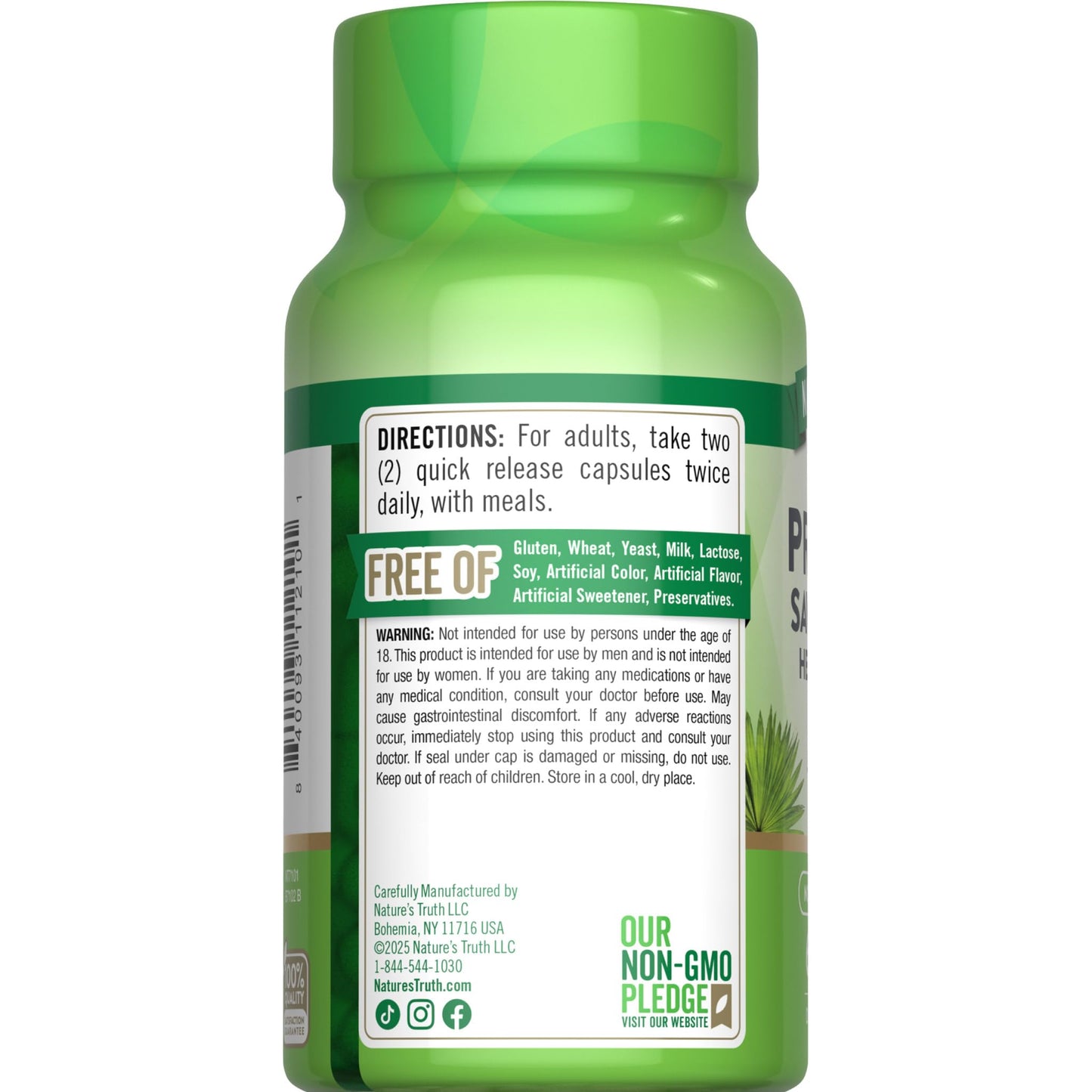 Nature's Truth Prostate Support Supplement for Men with Saw Palmetto, Pygeum, Stinging Nettle, 60 Capsules