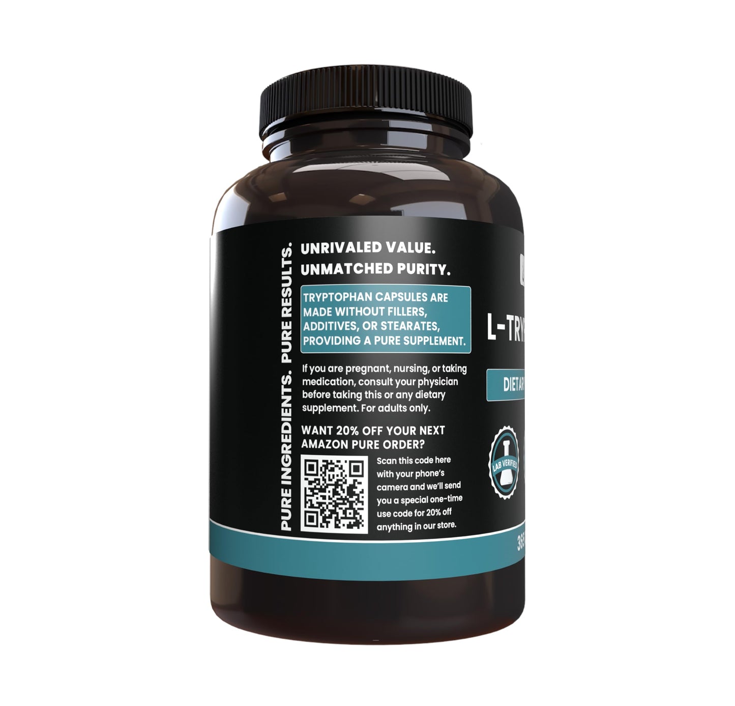 PURE ORIGINAL INGREDIENTS L-Tryptophan Capsules 365 Capsules