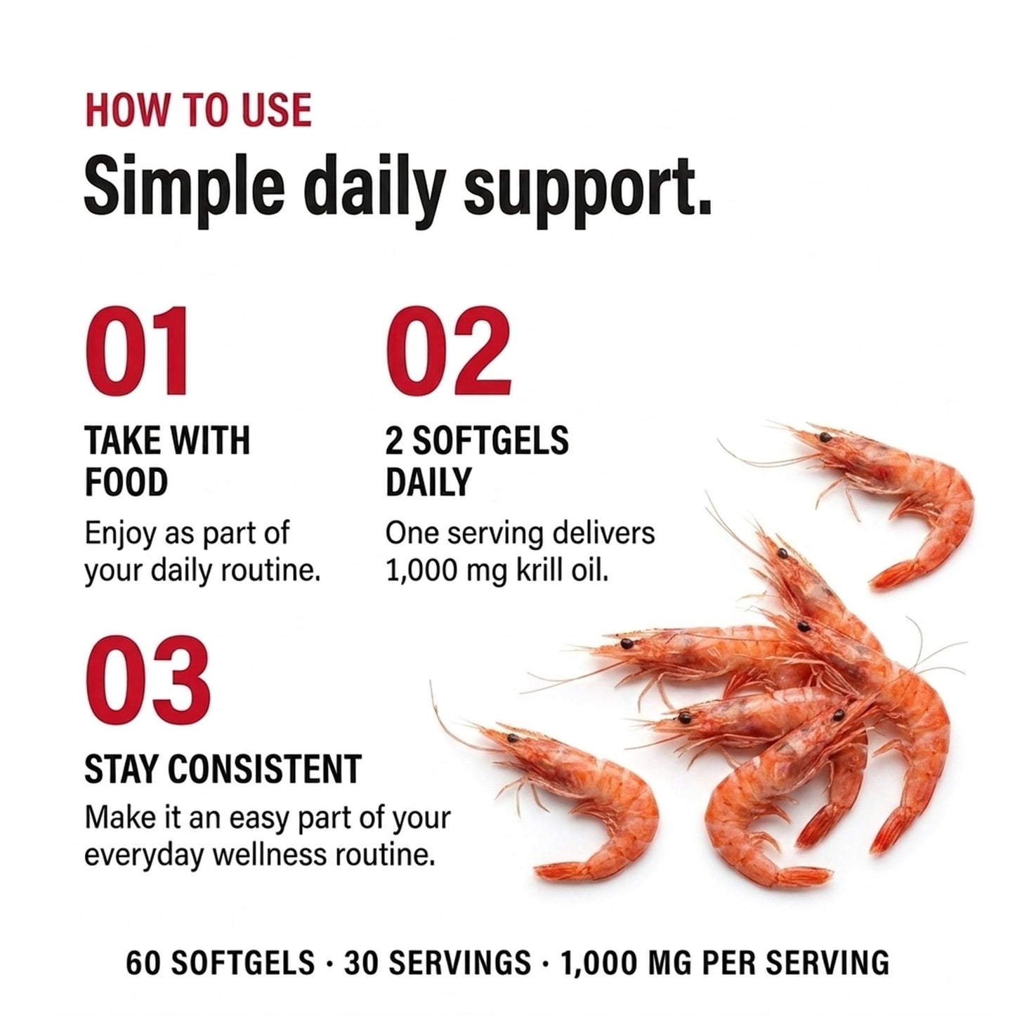 Olympian Labs Antarctic Krill Oil 1000mg Softgels, 60 Count