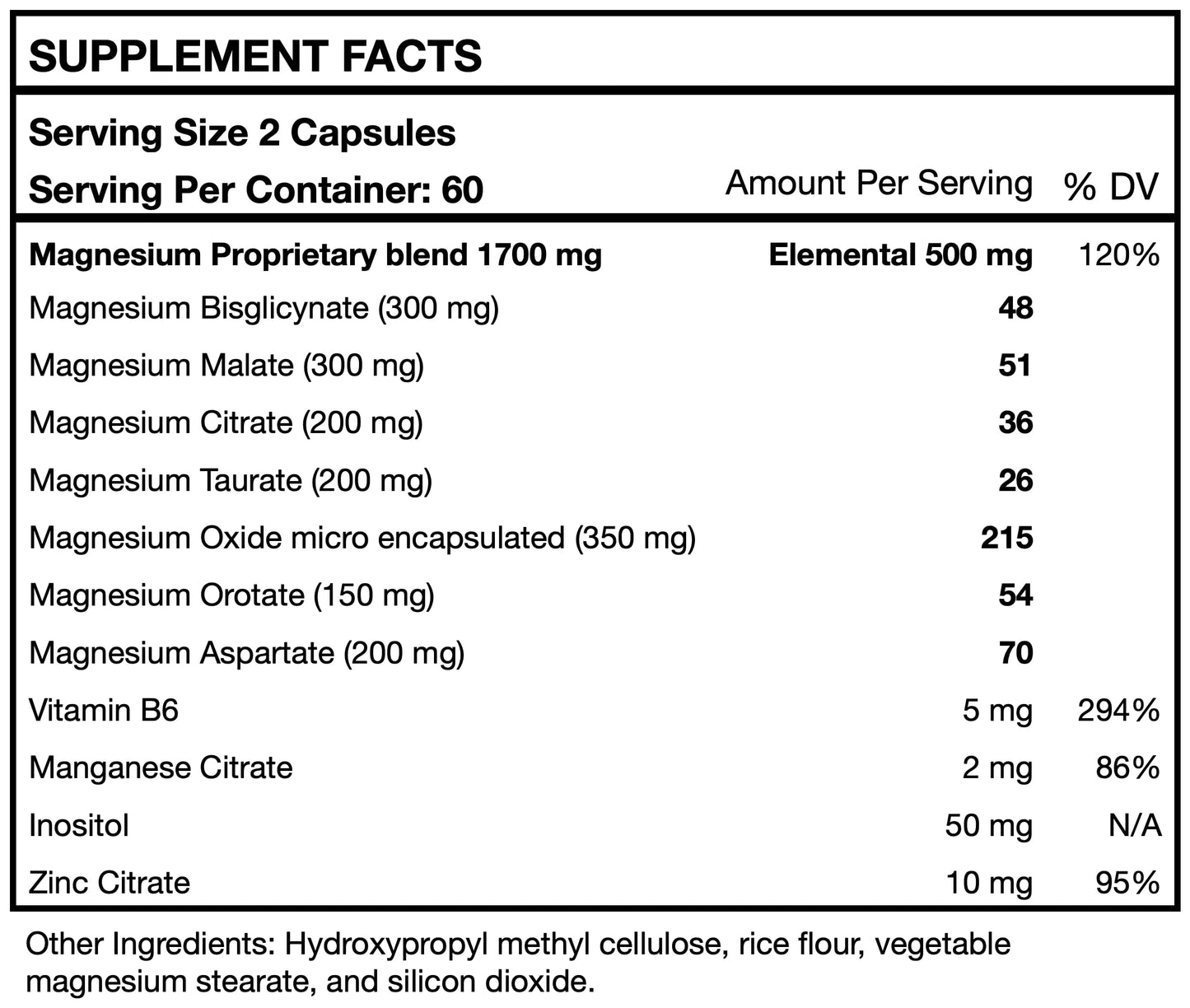Bordin Health Magni7 Magnesium Complex 1700mg 7-Form Blend with 300mg Magnesium Glycinate, Citrate & Malate Capsules, 120 Count