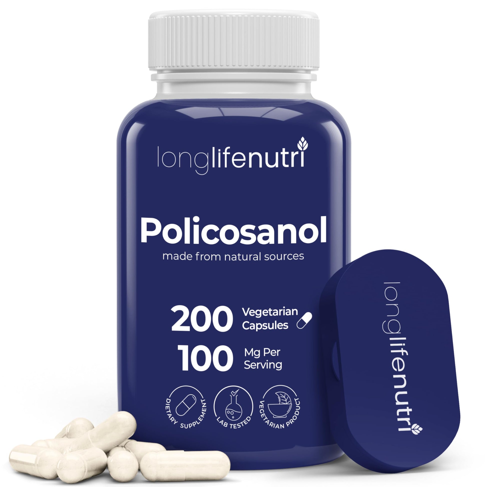 LongLifeNutri Policosanol 100mg Capsules, 200 Count
