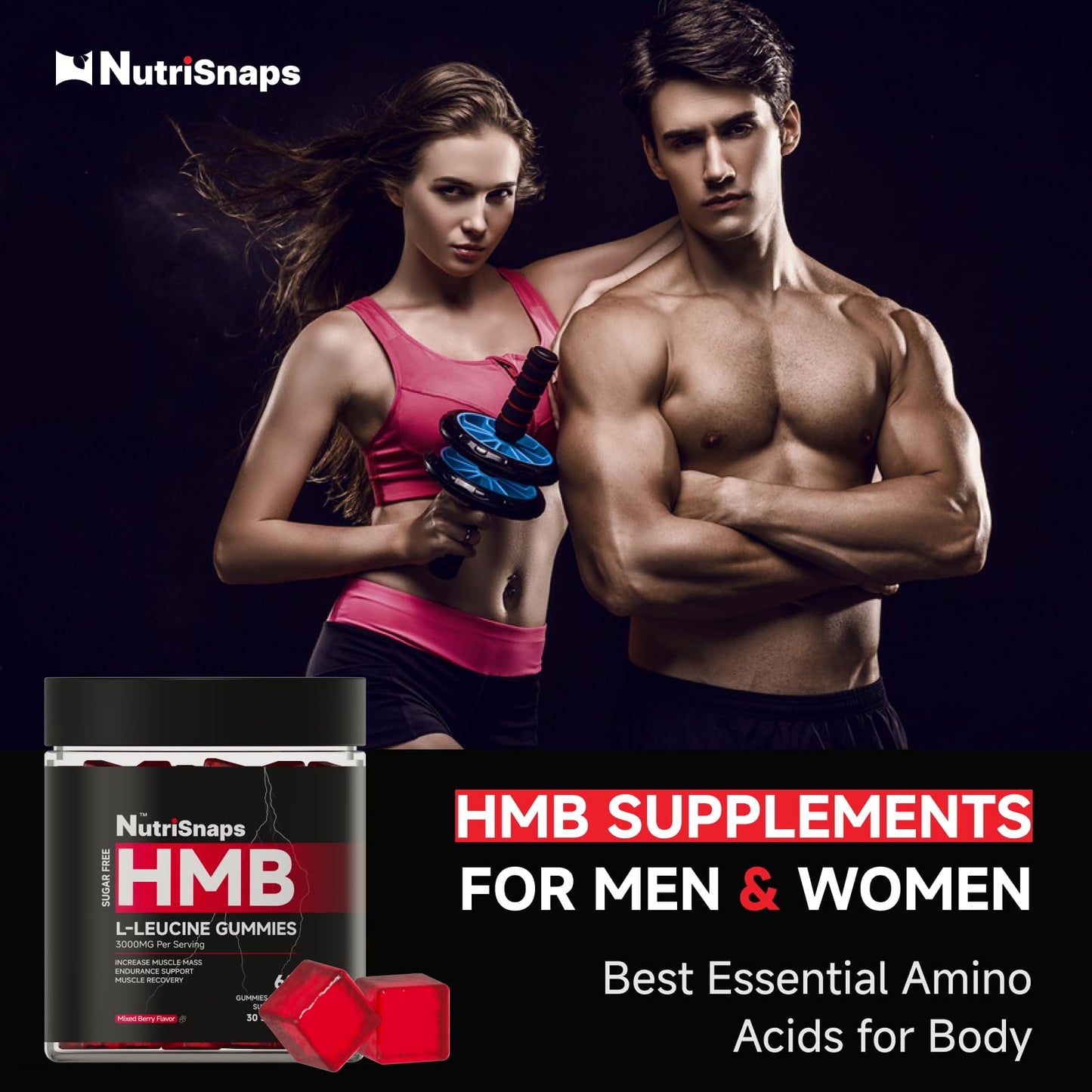Nutrisnaps HMB and Leucine Gummies, 60 Count