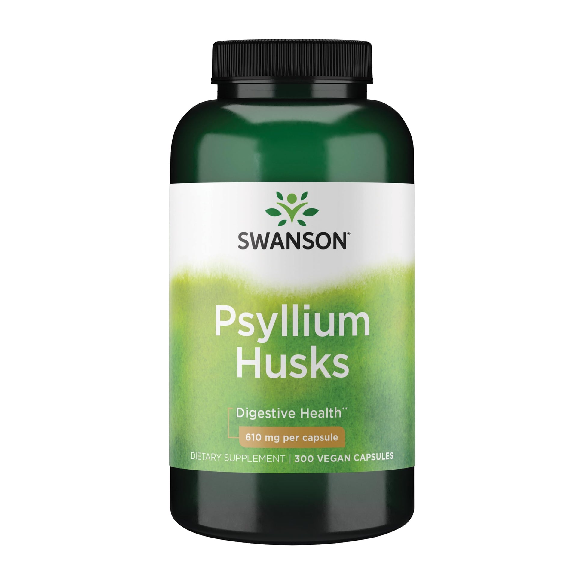 Swanson Psyllium Husk Dietary Fiber Supplement 610 mg Vegan Capsules 300 Capsules