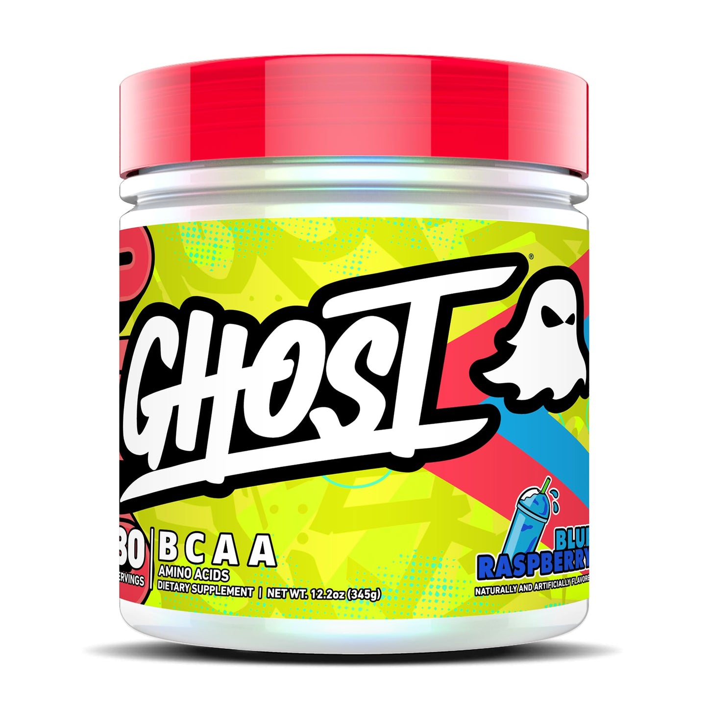 GHOST BCAA Powder Amino Acids Supplement, Blue Raspberry, 12.2 Ounce