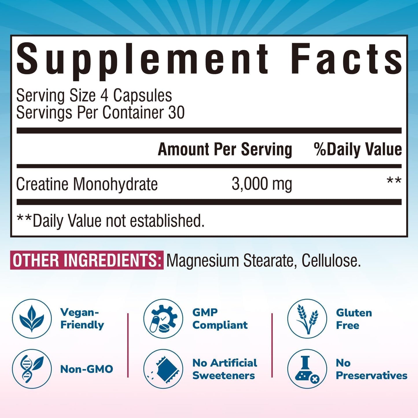 Vitalibre Creatine Monohydrate 3000 mg Capsule, 120 Capsules