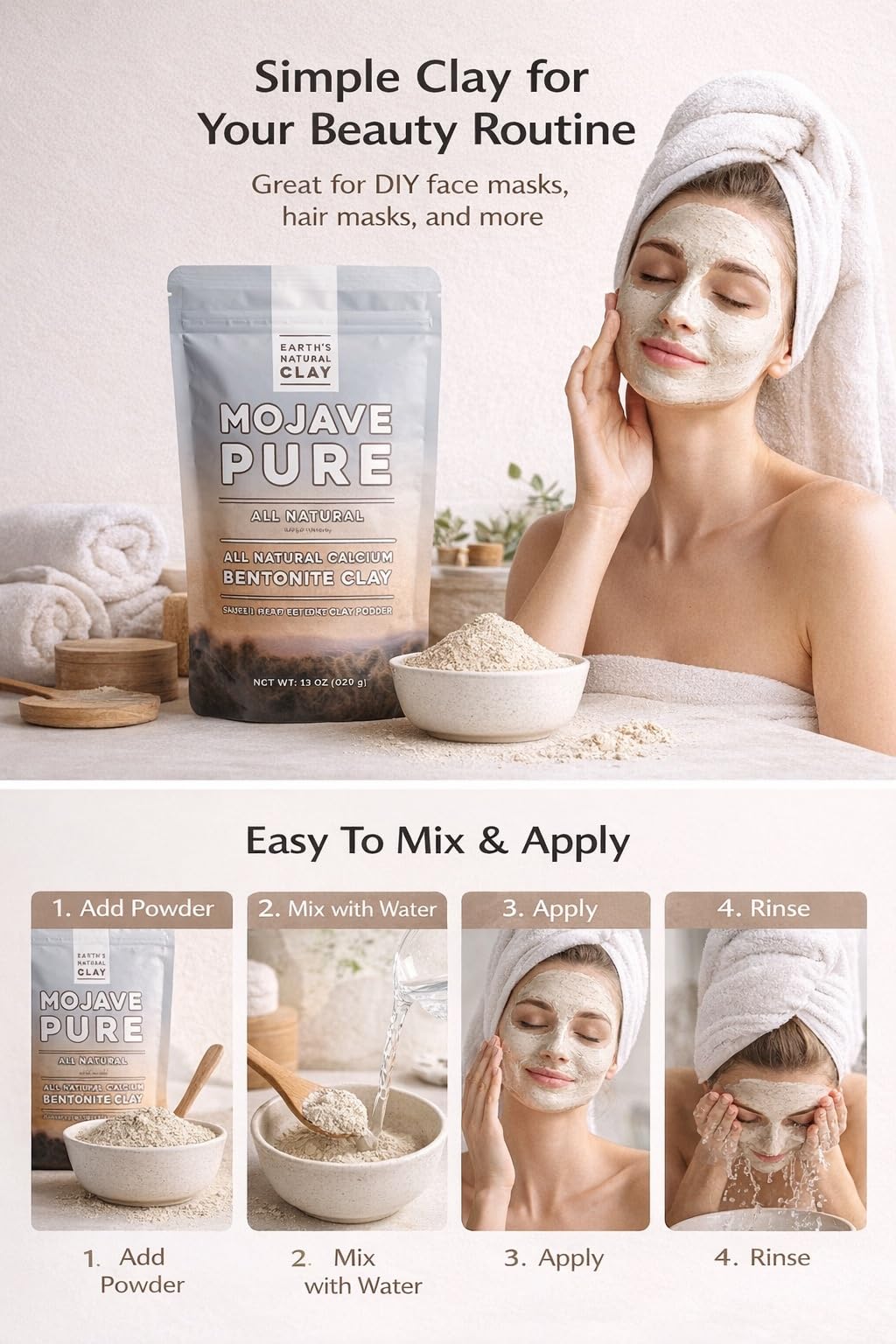 Earth's Living Calcium Bentonite Clay Powder, 13 Ounce