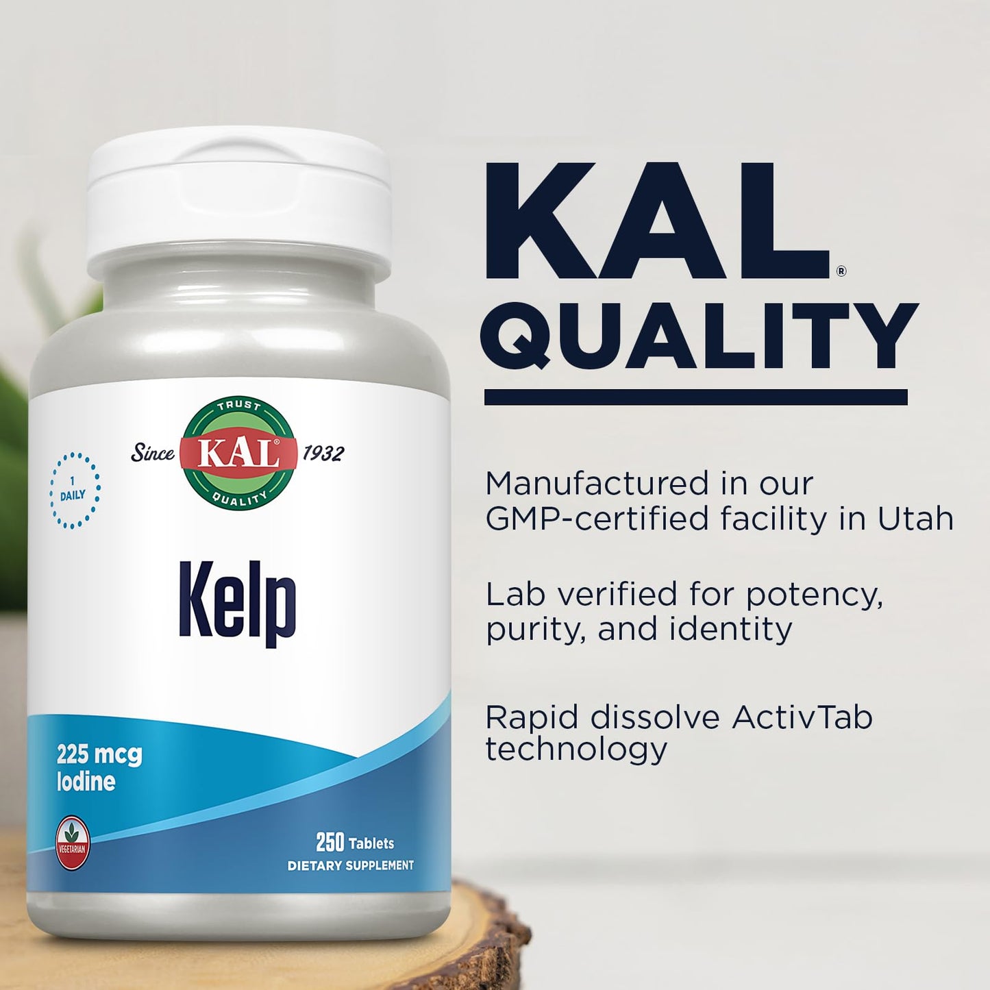 KAL 225 Mcg Kelp Iodine 250 Tablets