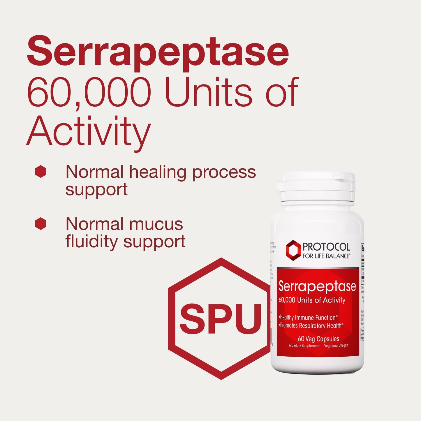 PROTOCOL FOR LIFE BALANCE Serrapeptase Digestive Enzyme Capsule, 60 Veg Caps