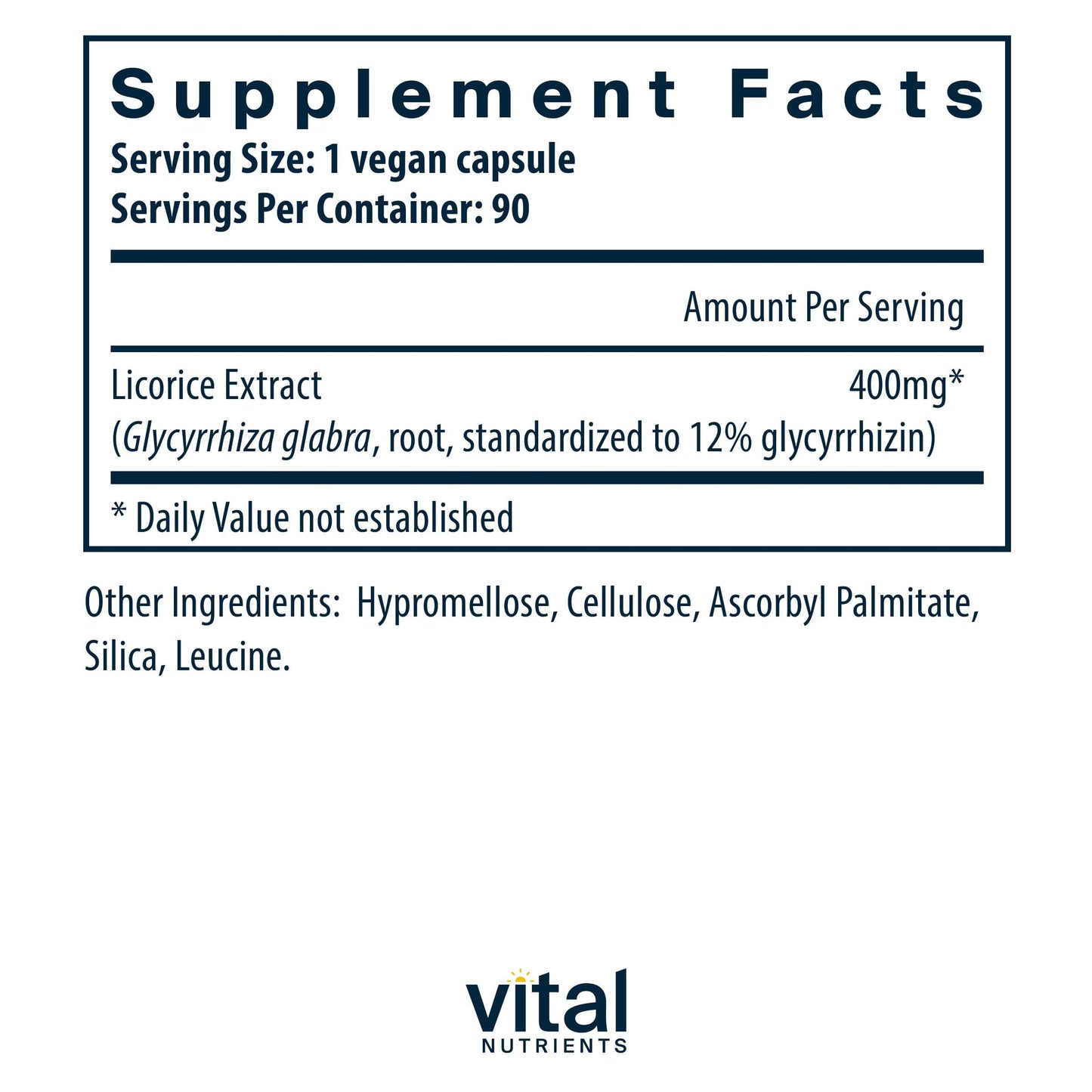 Vital Nutrients Licorice Root Extract Capsules 90 Count