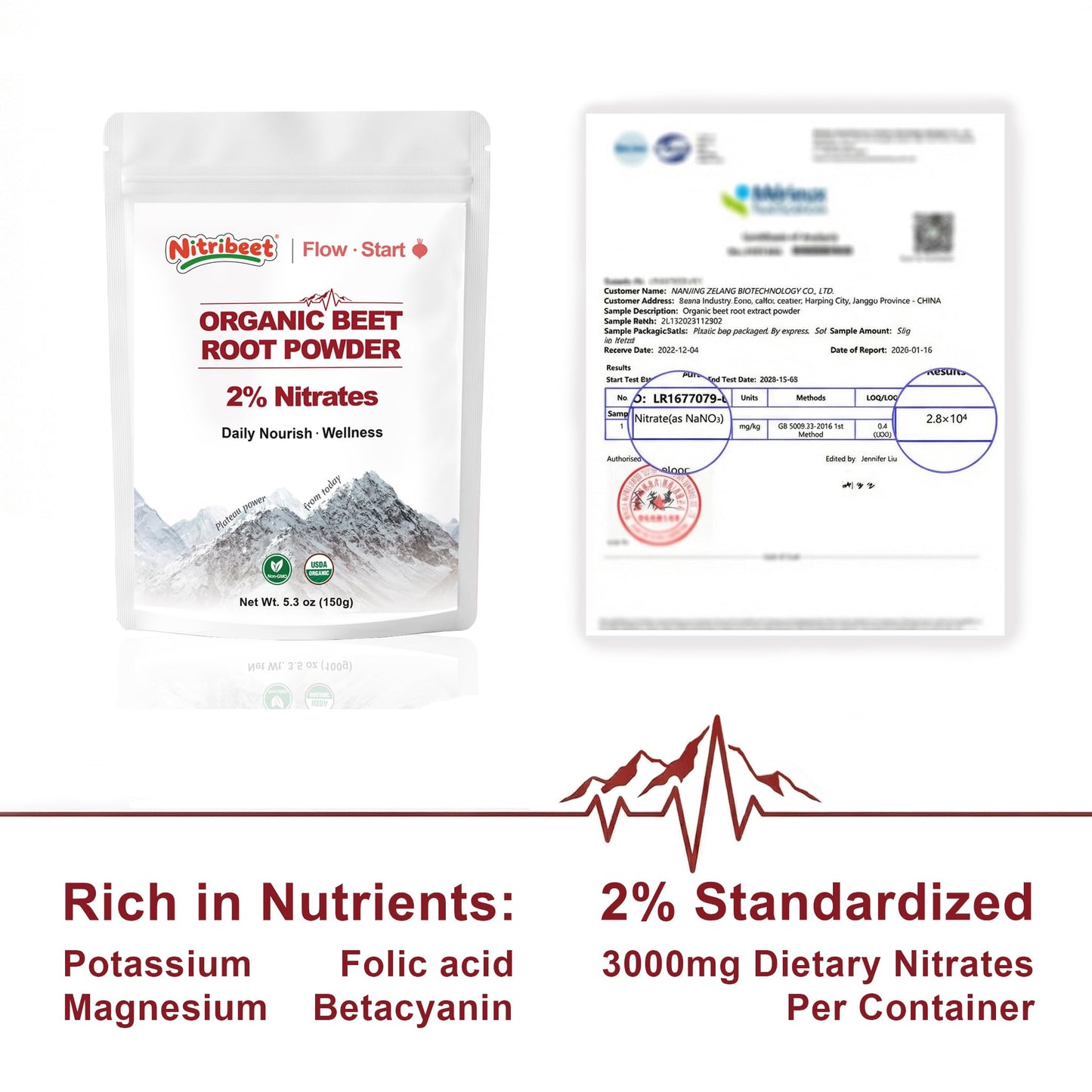 Nitribeet 2% Nitrates Organic Beetroot Powder, 5.3