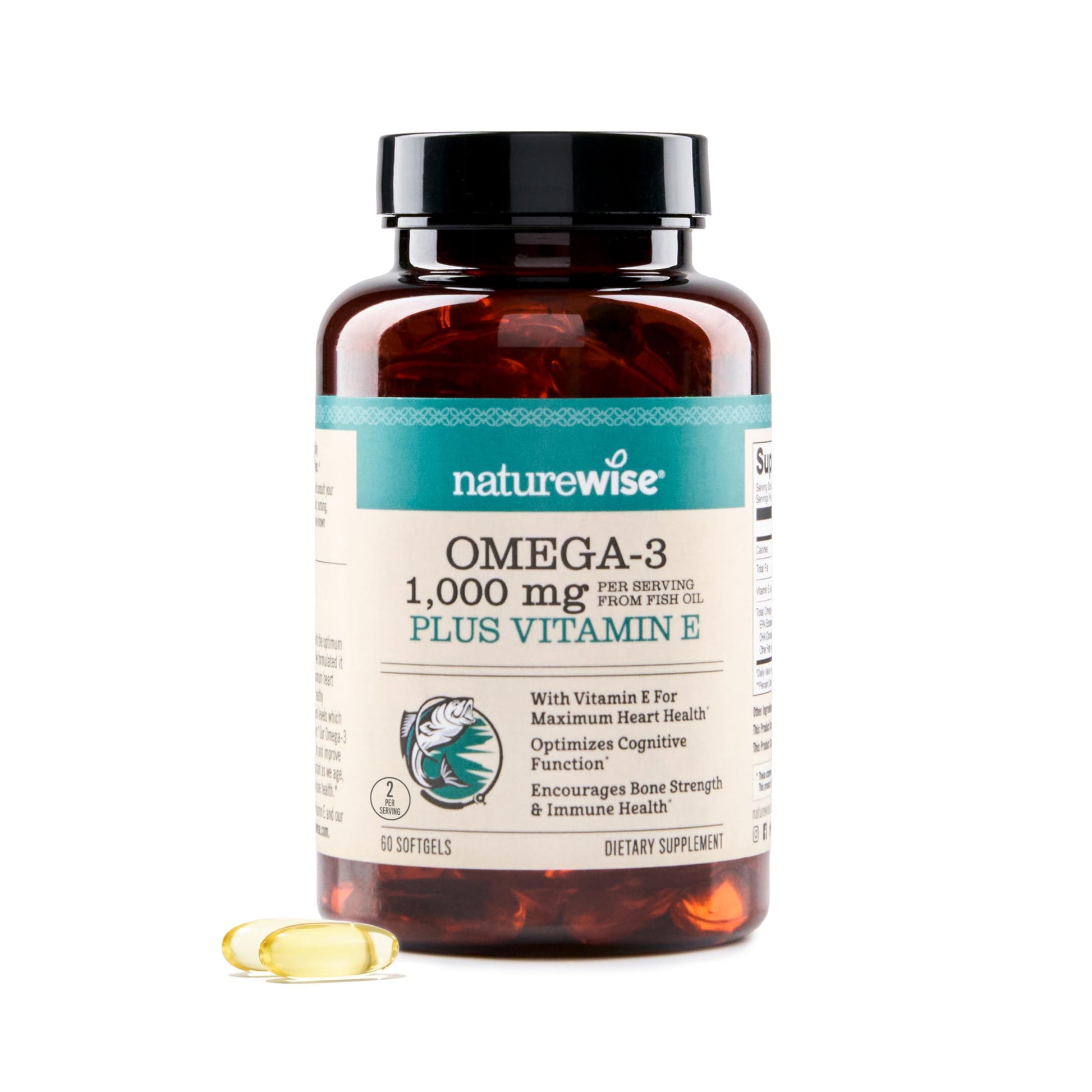 NatureWise Extra-Strength Omega-3 Fish Oil Softgels, 60 Count