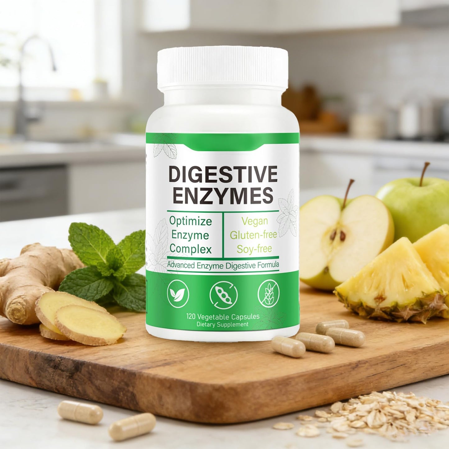 ZYGCDZ Complete Digestive Enzymes Supplement for Gut Health & Bloating Relief Enhanced with Lipase Amylase Bromelain for Protein Carb & Fat Digestion Capsule 120