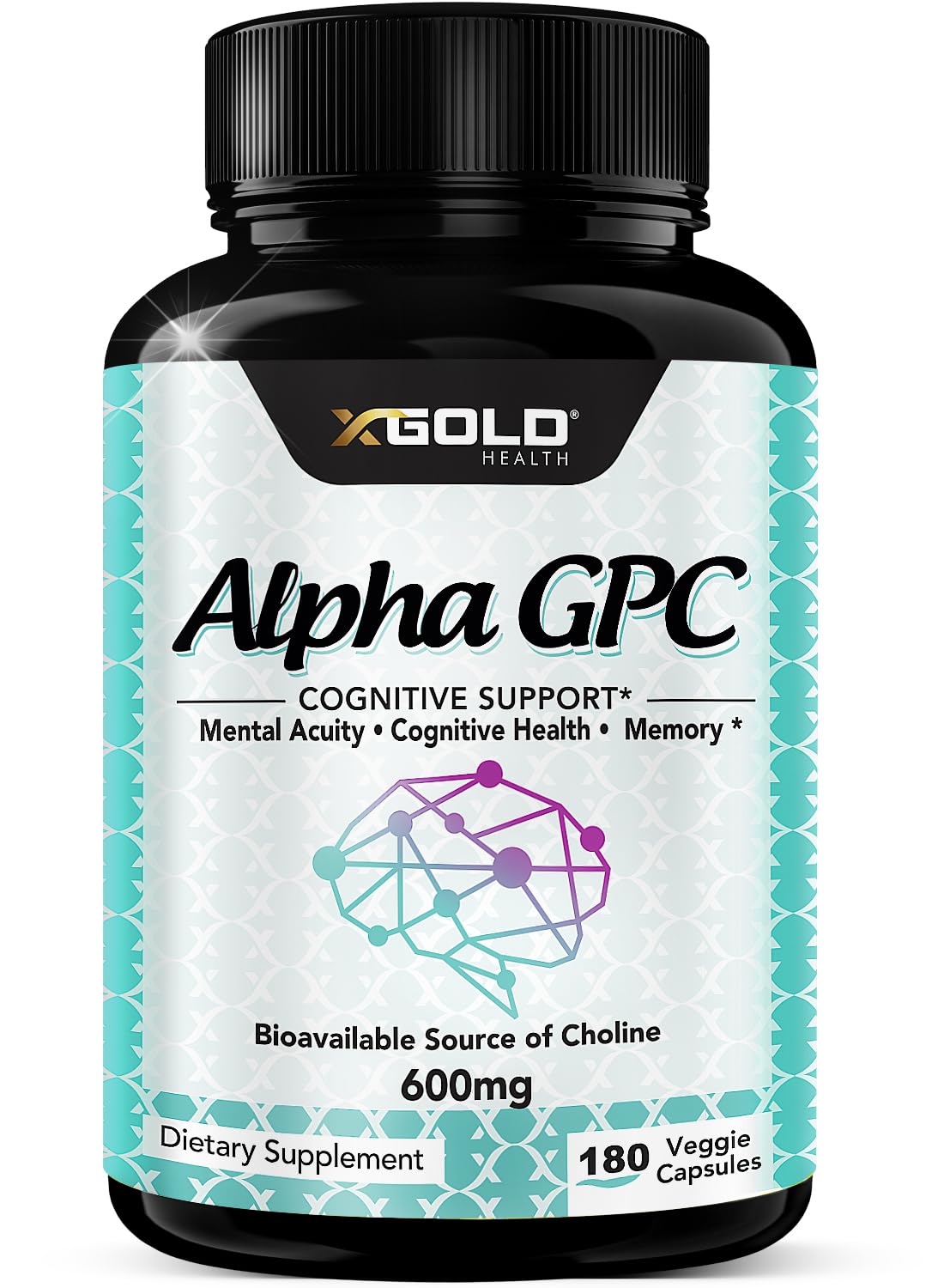 X Gold Health Alpha GPC Choline Supplement 600mg 180 Capsules