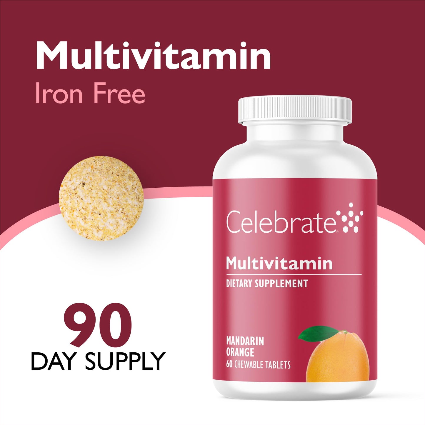 Celebrate Bariatric Supplements Bariatric Multivitamin Chewable Tablets, Iron Free, 180 Tablets