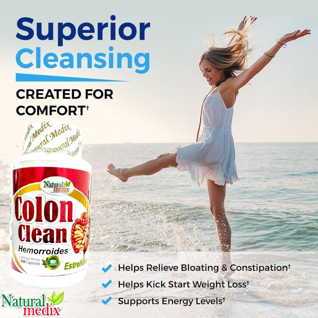 Natural medix Colon Cleanse Detox Premium Digestive Support, Bloating Relief & Natural Weight Balance Capsule 1 Count