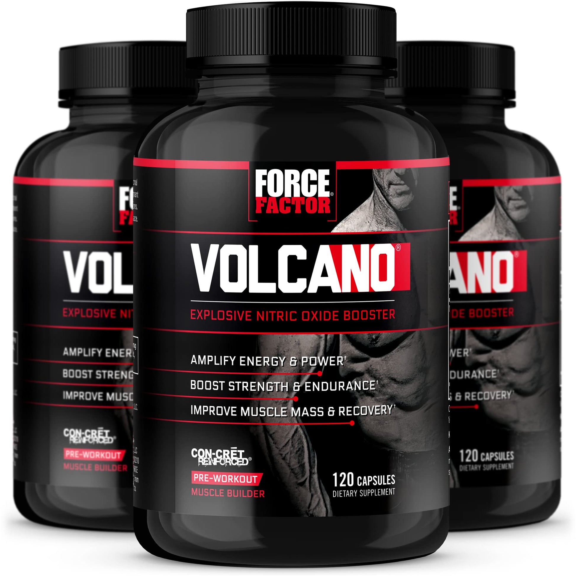 Force Factor Volcano Pre-Workout Nitric Oxide Booster Supplement for Men 360 Capsules