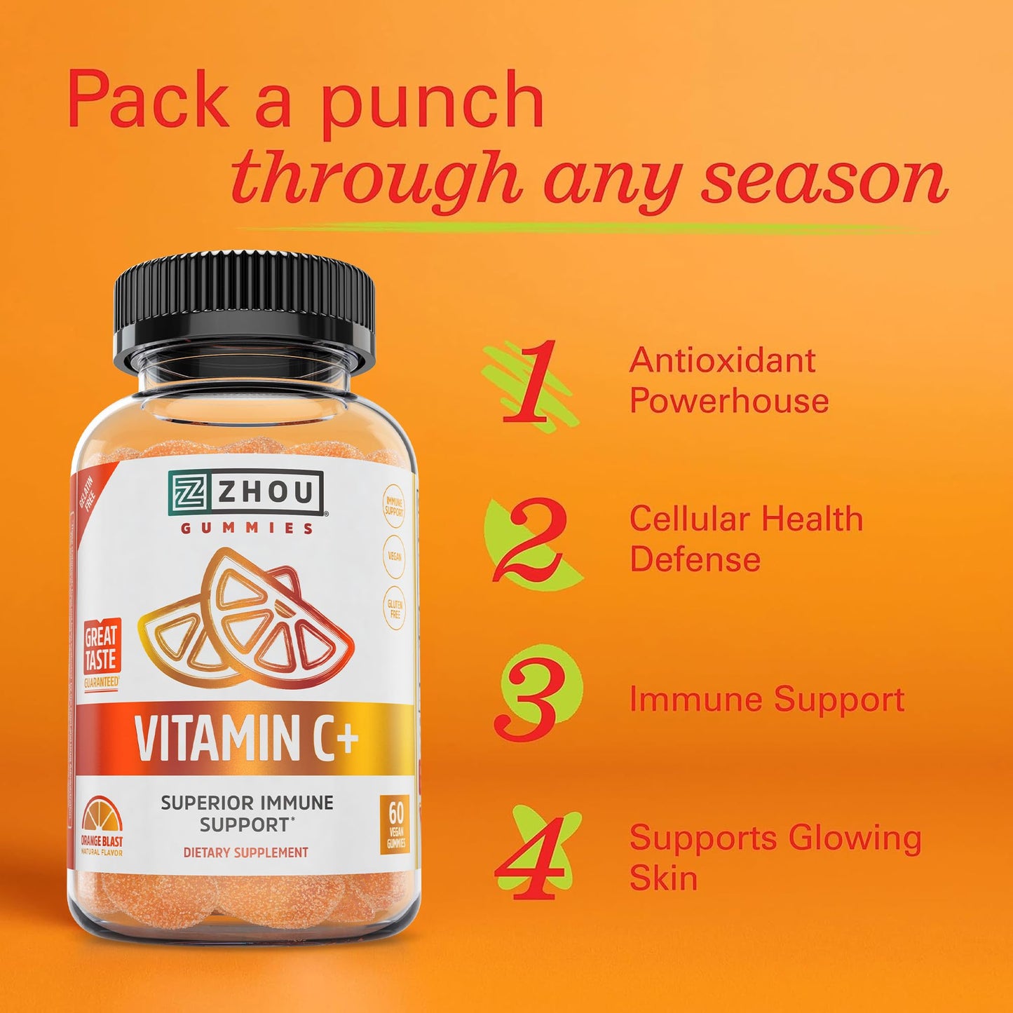 ZHOU Immune Support Bundle Gummies, 120 Count (60 Elderberry & 60 Vitamin C)