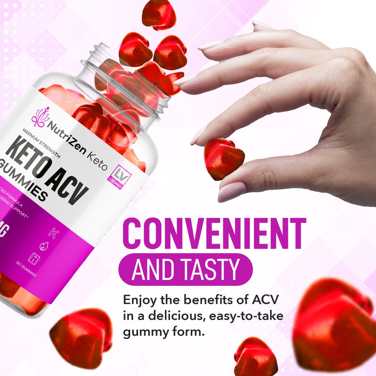 LIVORKA Nutrizen Keto ACV Gummies, 60 Count