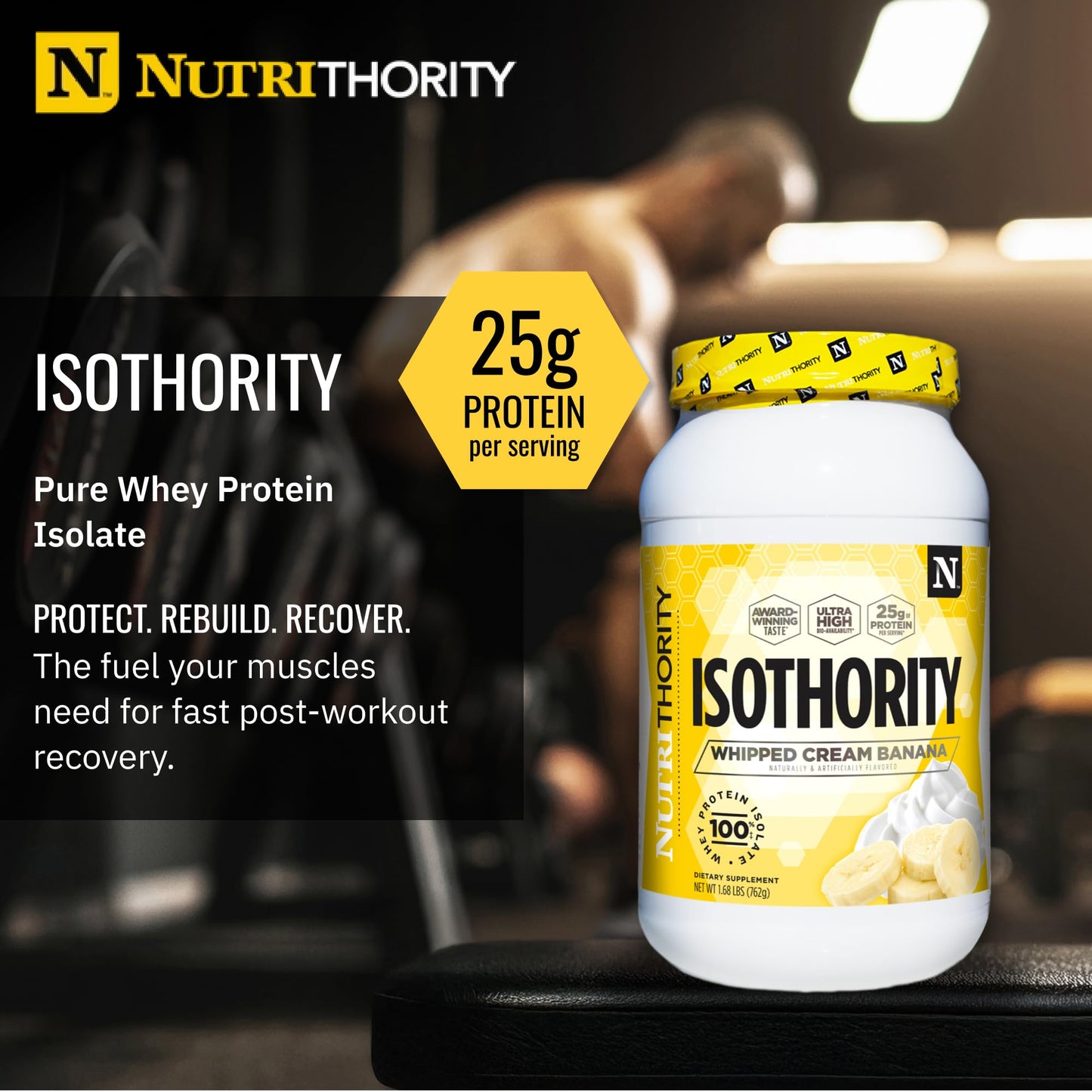 Nutrithority Isothority Isolated Whey Protein Powder, 32 oz