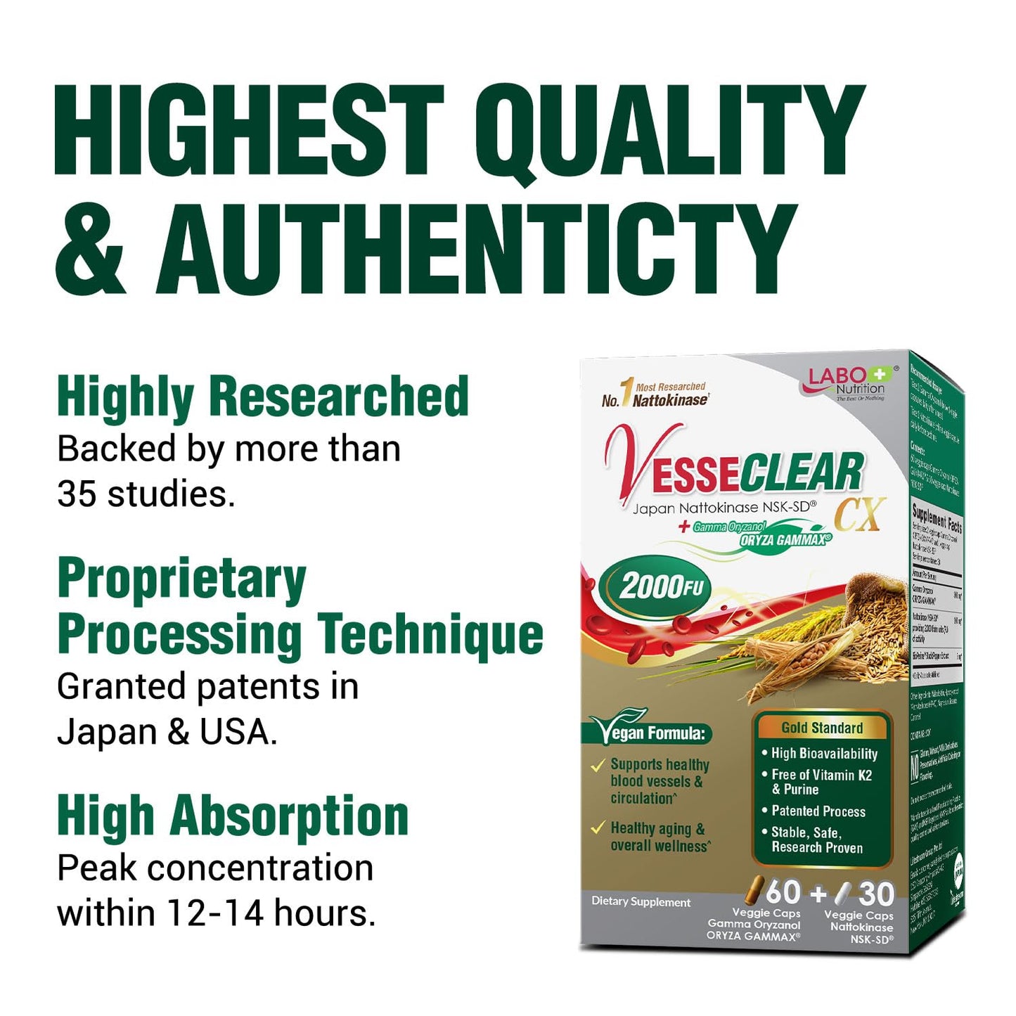 LABO Nutrition VesseCLEAR CX Artery Cleanse Capsules 180 Capsules