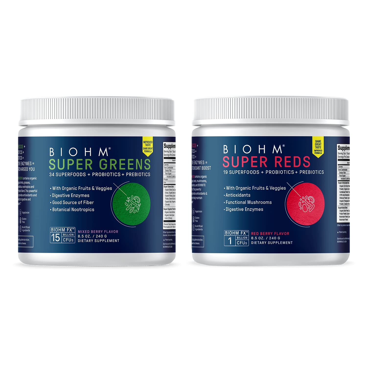 BIOHM Super Reds and Greens Bundle Powder, 8.5 oz