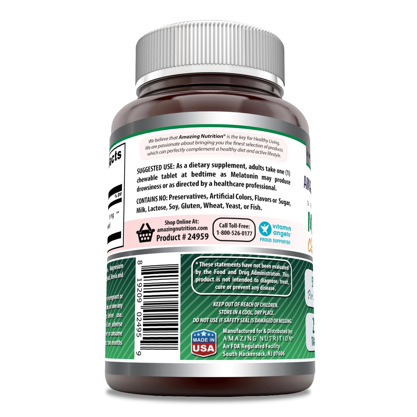 Amazing Nutrition Melatonin Chewable Supplement 5 mg Per Serving, 1 Count