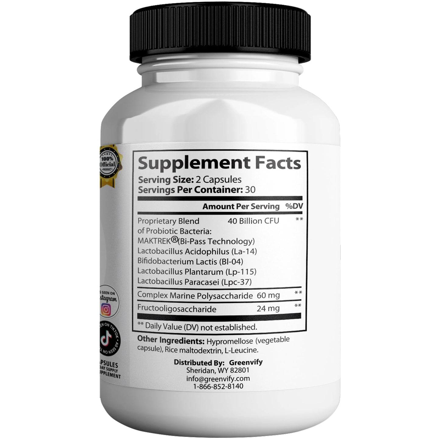 Prime Max Biome Probiotics 40 Billion CFU – Extra Strength Skin & Gut Support with MAKTrek Bi-Pass Technology – 4 Strains + Prebiotics – Non-GMO, Gluten-Free, 300 Capsules