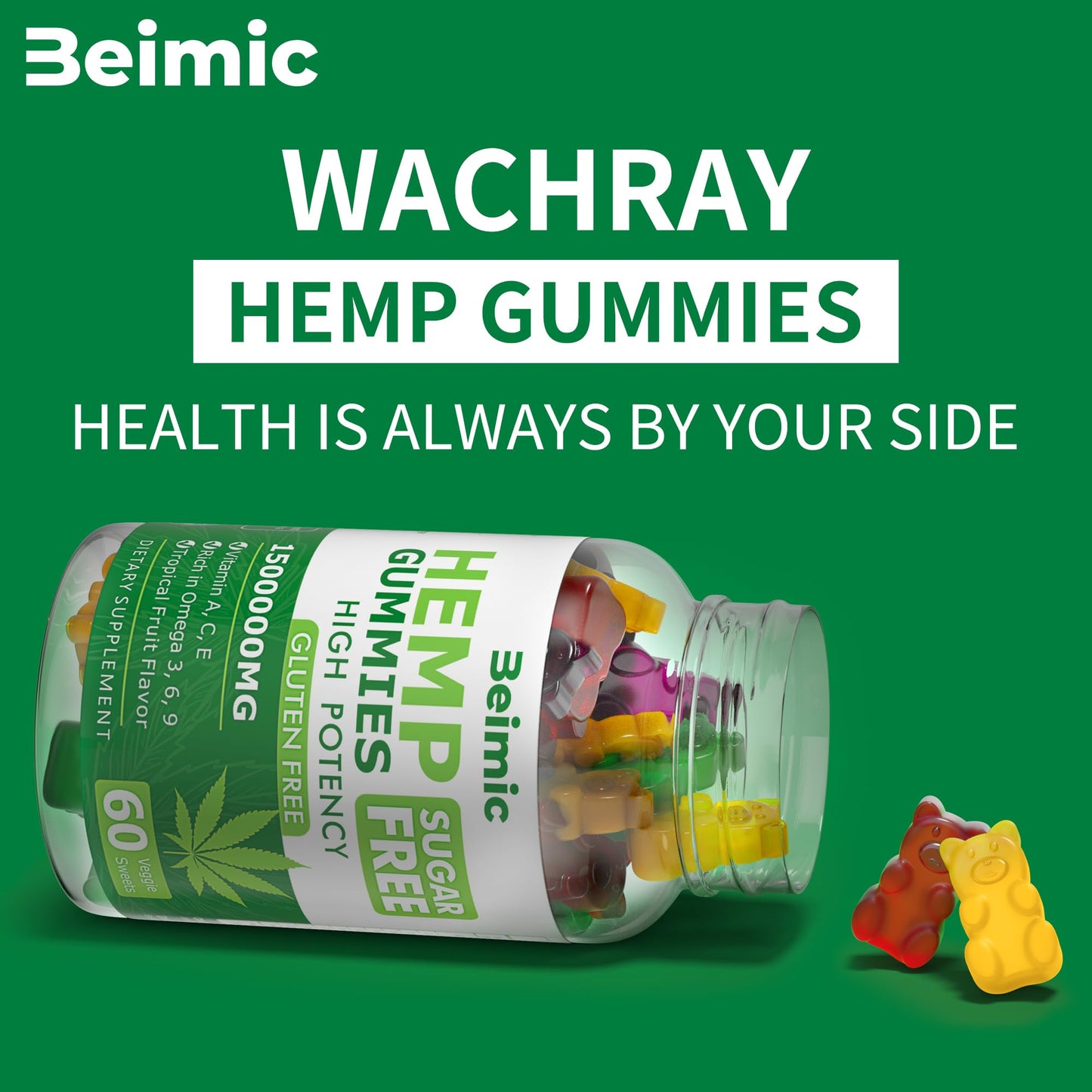 BEIMIC Hemp Gummies 1,500,000mg High Strength Natural Oil Infused, Peace & Relaxation, 120 Gummies