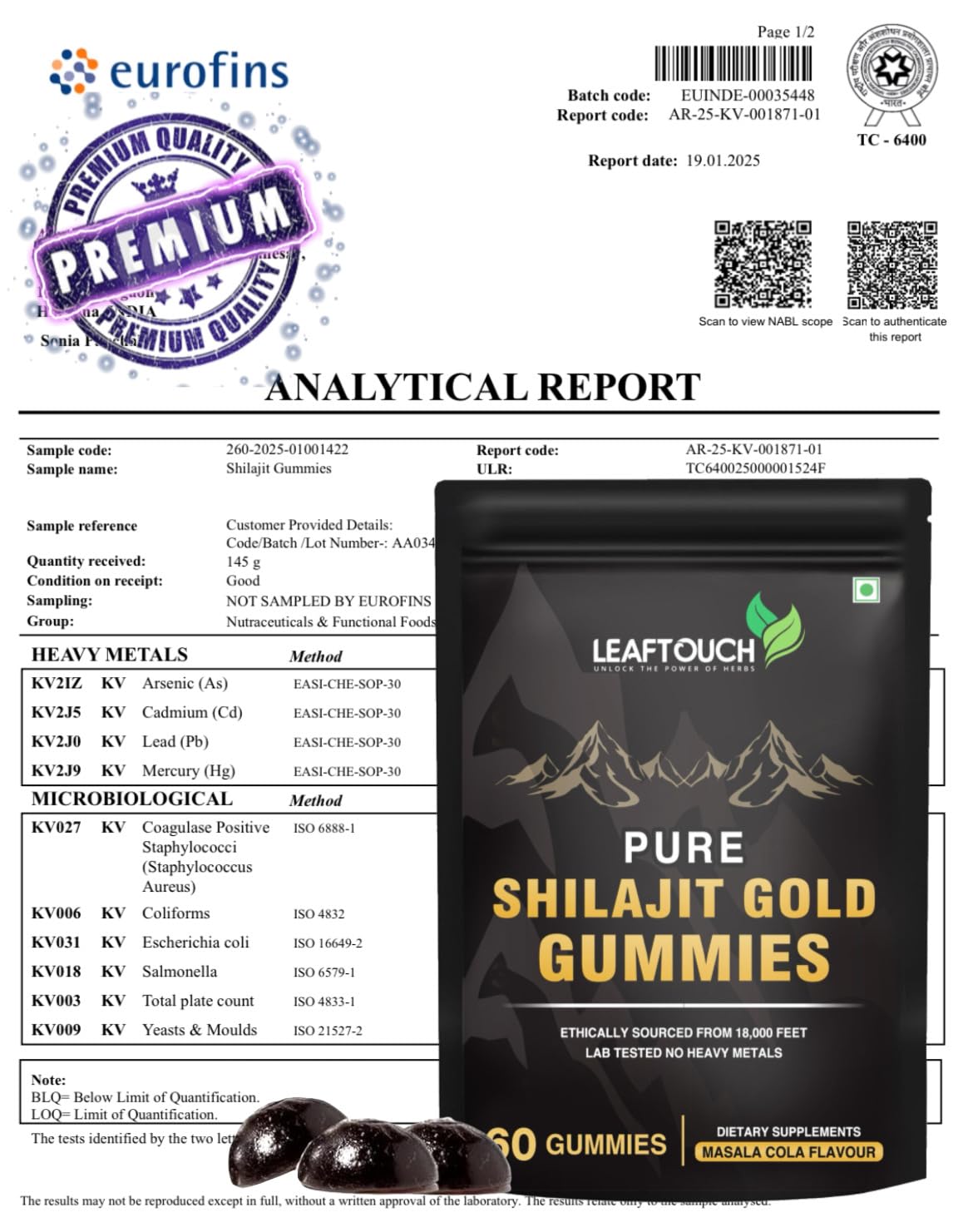 LEAFTOUCH-UNLOCK THE POWER OF HERBS Shilajit Gold Gummies 60 Gummies