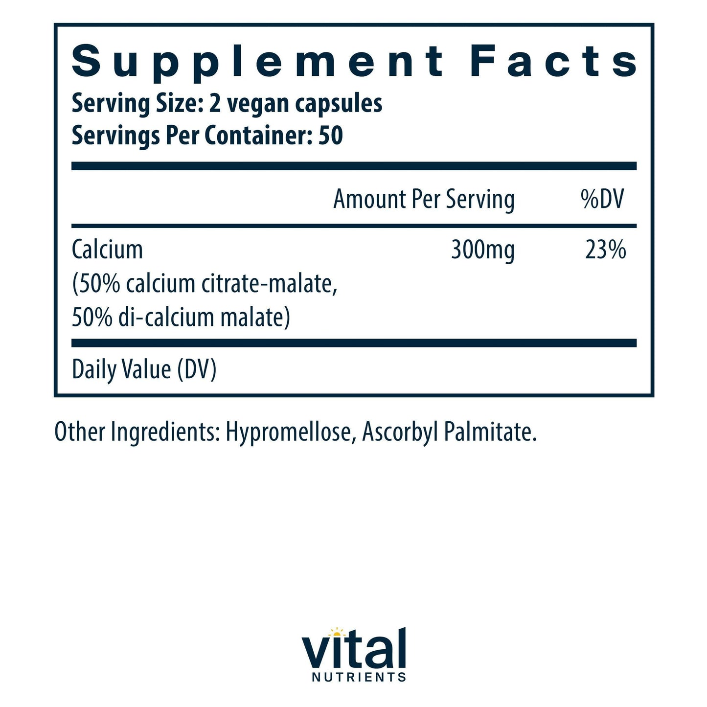 Vital Nutrients Calcium Citrate and Malate Complex 150mg Capsules 200 Count