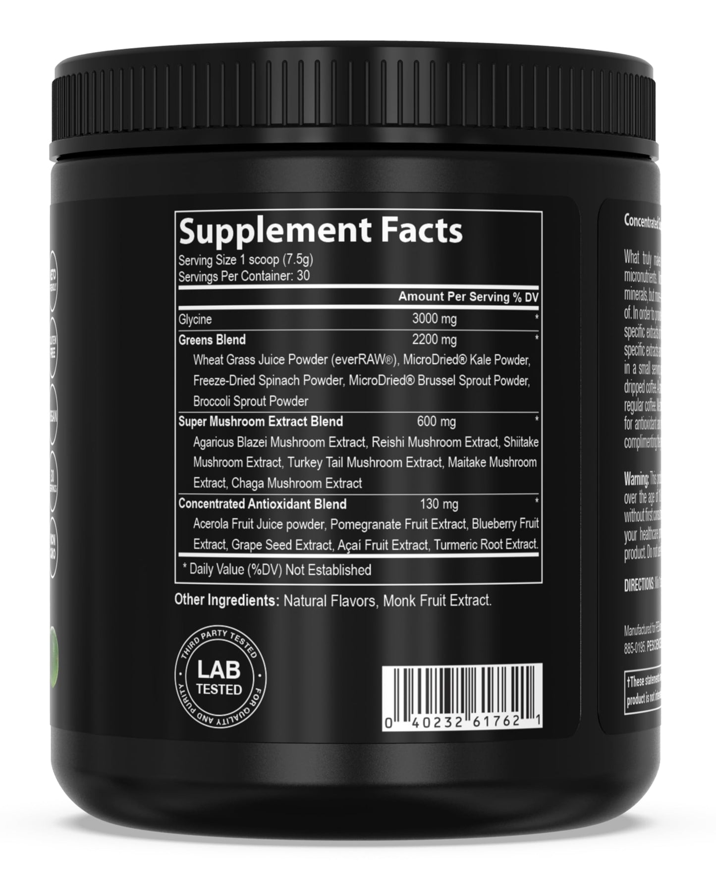 PEScience Greens Powder Superfood with Natural Chlorophyll, Reishi & Turkey Tail Mushroom Powders, Freeze-Dried Kale, Spinach, Broccoli Sprouts - Lime Flavor, 8