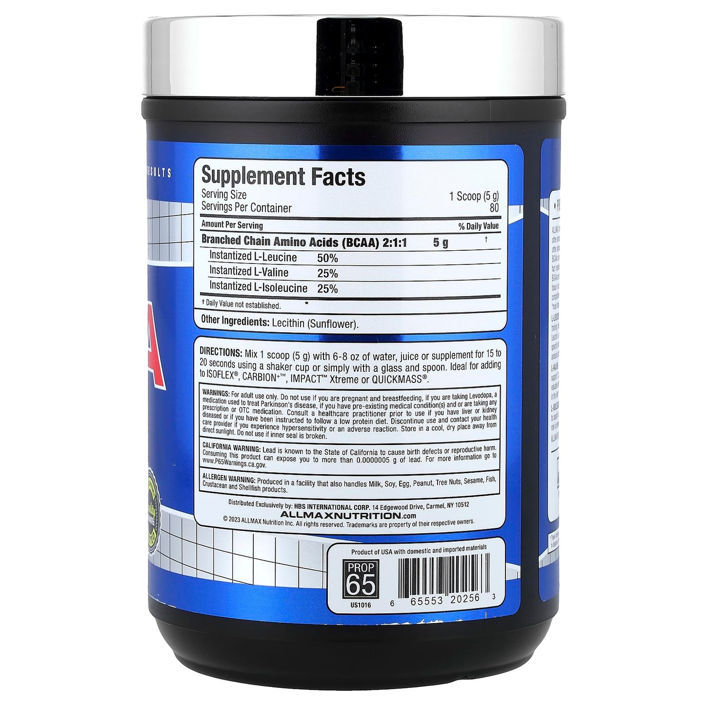 ALLMAX Essentials BCAA Powder, Unflavored, 14 Ounce
