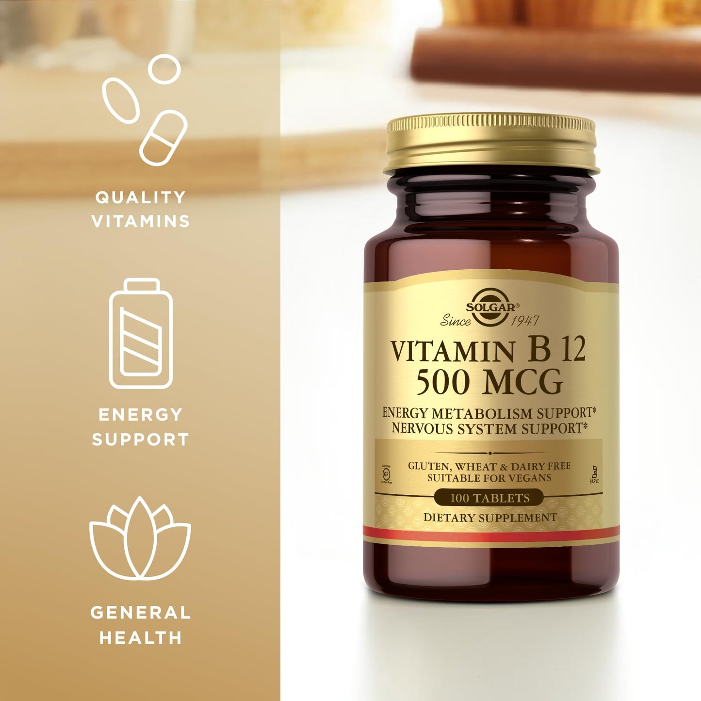 Solgar Vitamin B12 500 mcg Tablets, 200 Count
