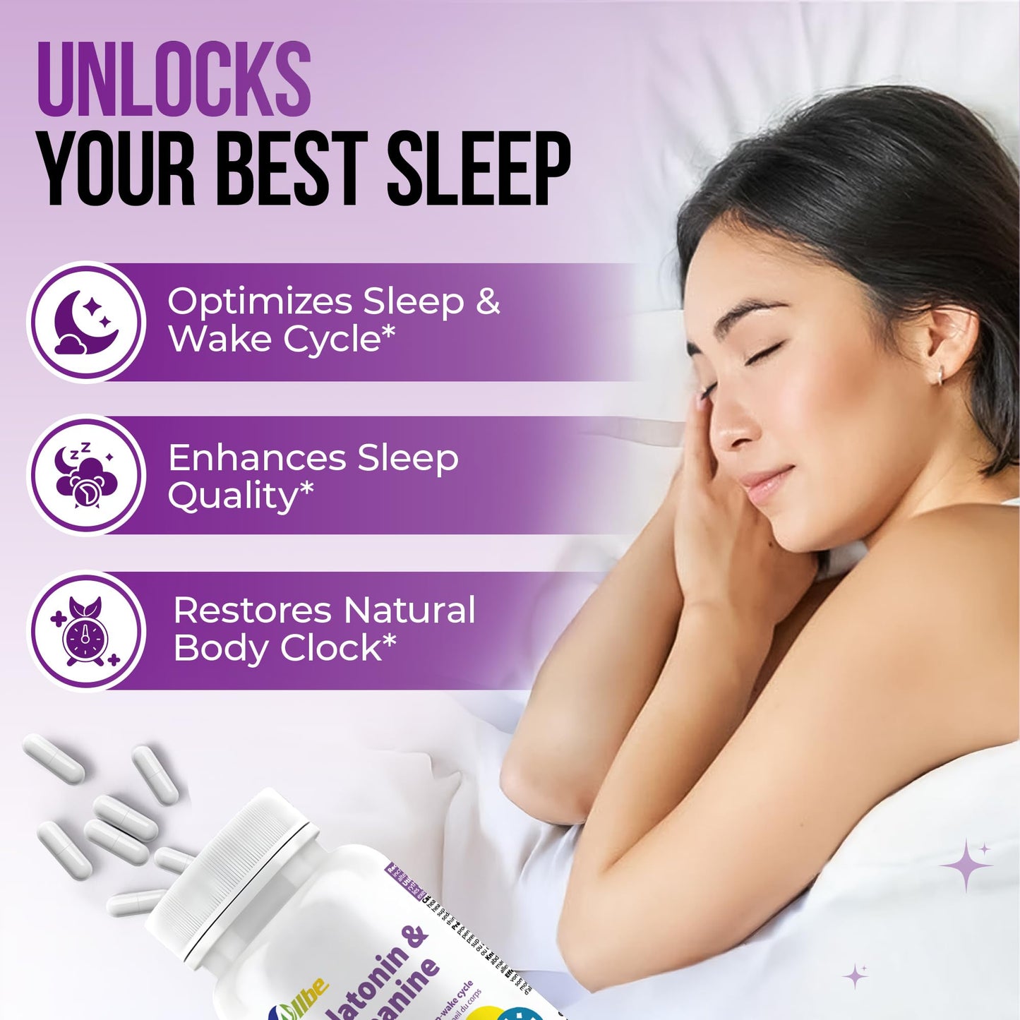 Allbe SleepCan Capsules, 5mg Melatonin with Phosphatidylserine and L-Theanine, 90 Count