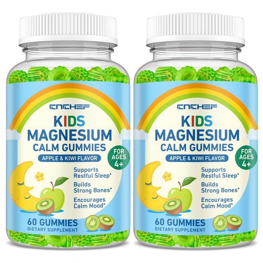 CNCHEF Center-Filled Magnesium Gummies for Kids & Adults, 300mg Magnesium Glycinate with L-Theanine, Omega-3, Vitamin B6 & D, Sleep Support & Calm Muscle Relaxation, Gummies, 120 Count