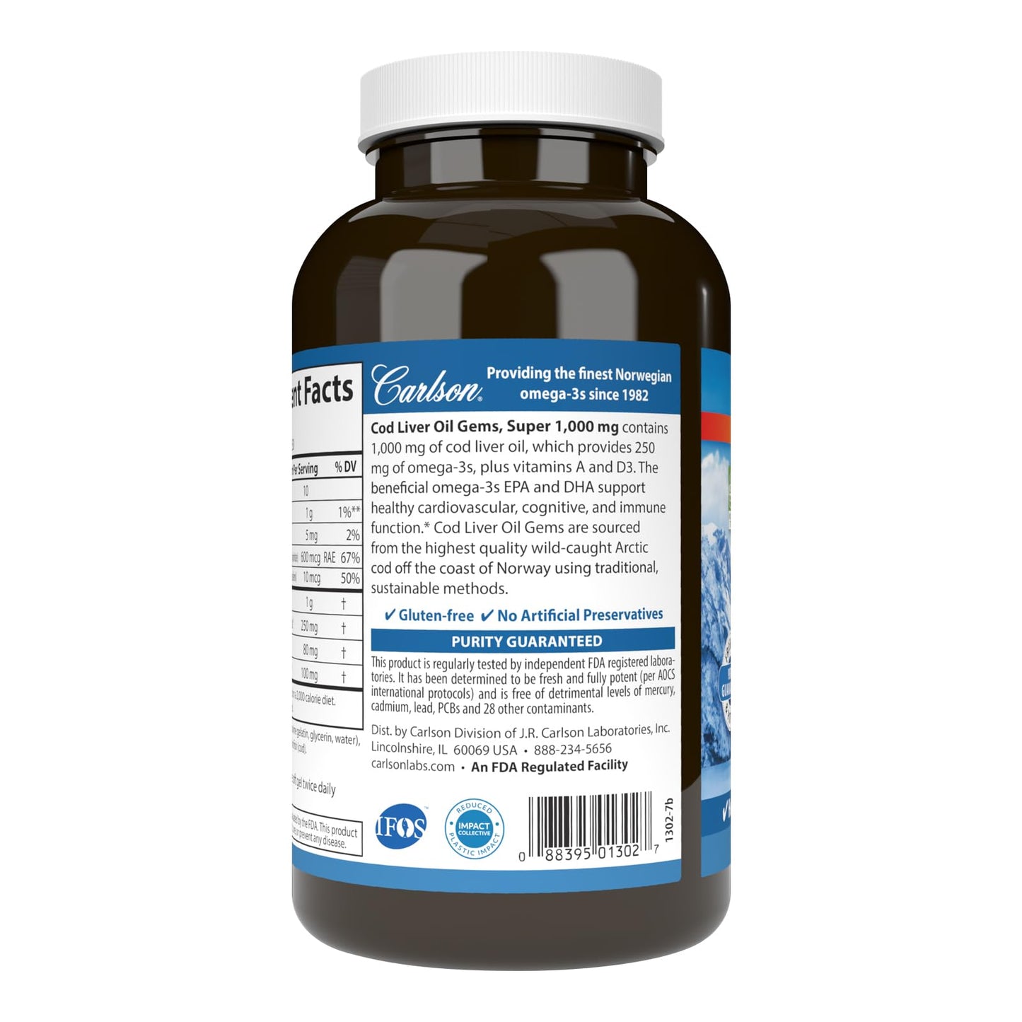 Carlson Cod Liver Oil Gems Softgels 250