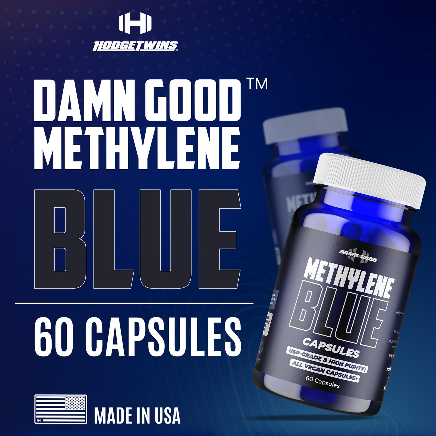 DAMN GOOD The Hodge Twins Ultra Methylene Blue 10mg USP Grade Capsules, 60 Count