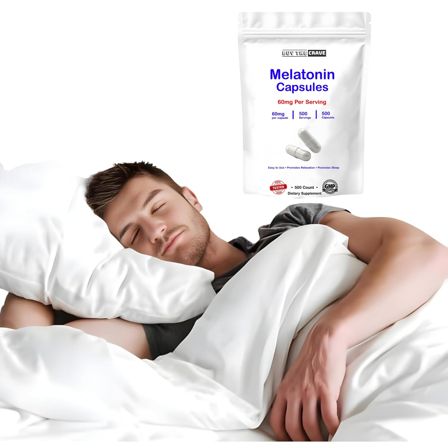 BUY THE CRAVE Melatonin 60mg Extra Strength Capsules, 500 Count