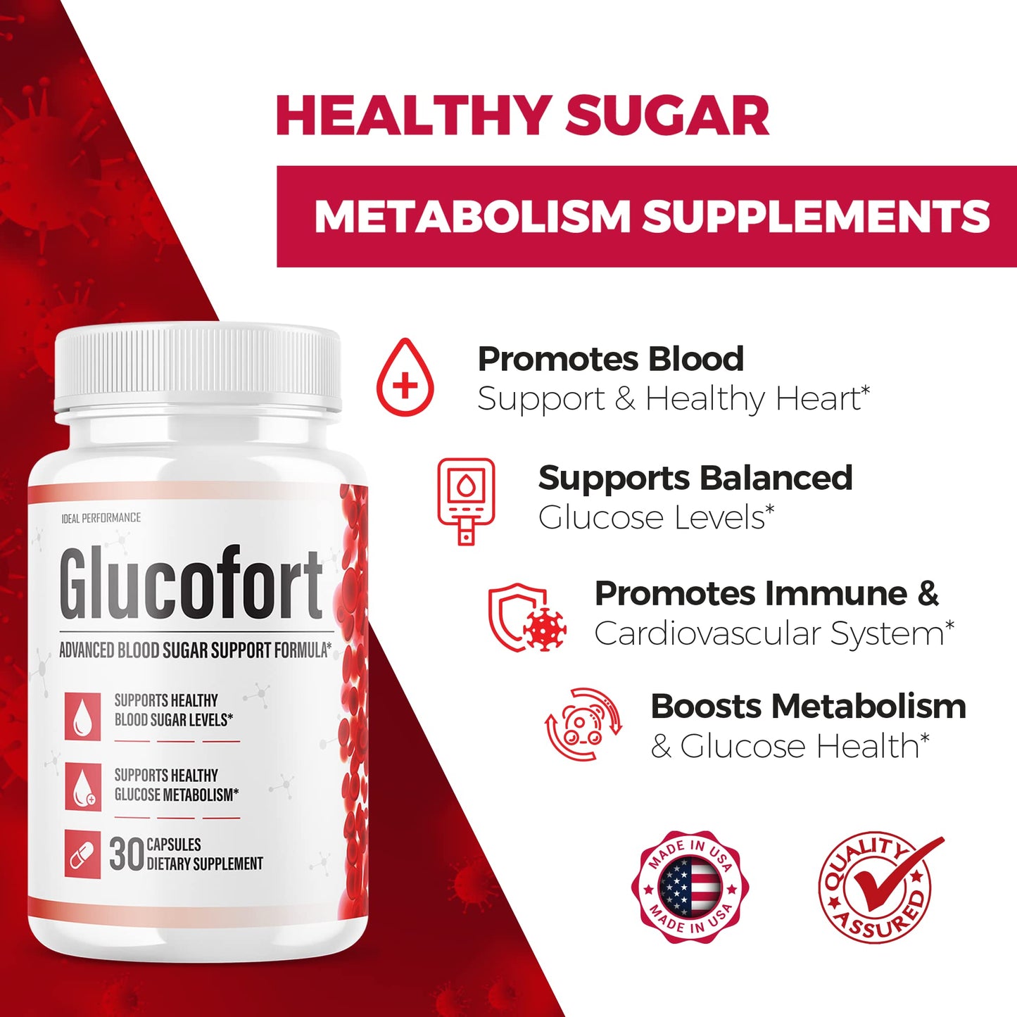 IDEAL PERFORMANCE Glucofort Supplement Support Formula Capsules 60 Count