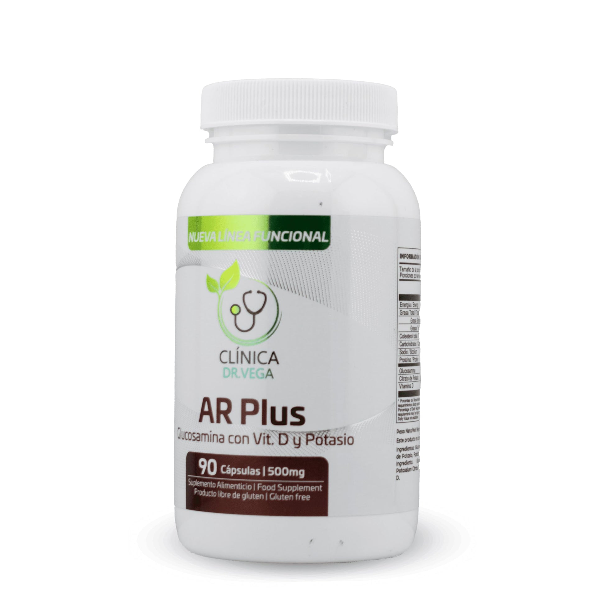 CLÍNICA DR. VEGA Ar Plus Vegan Glucosamine HCL + Magnesium Citrate with Vitamin D 90 Capsules