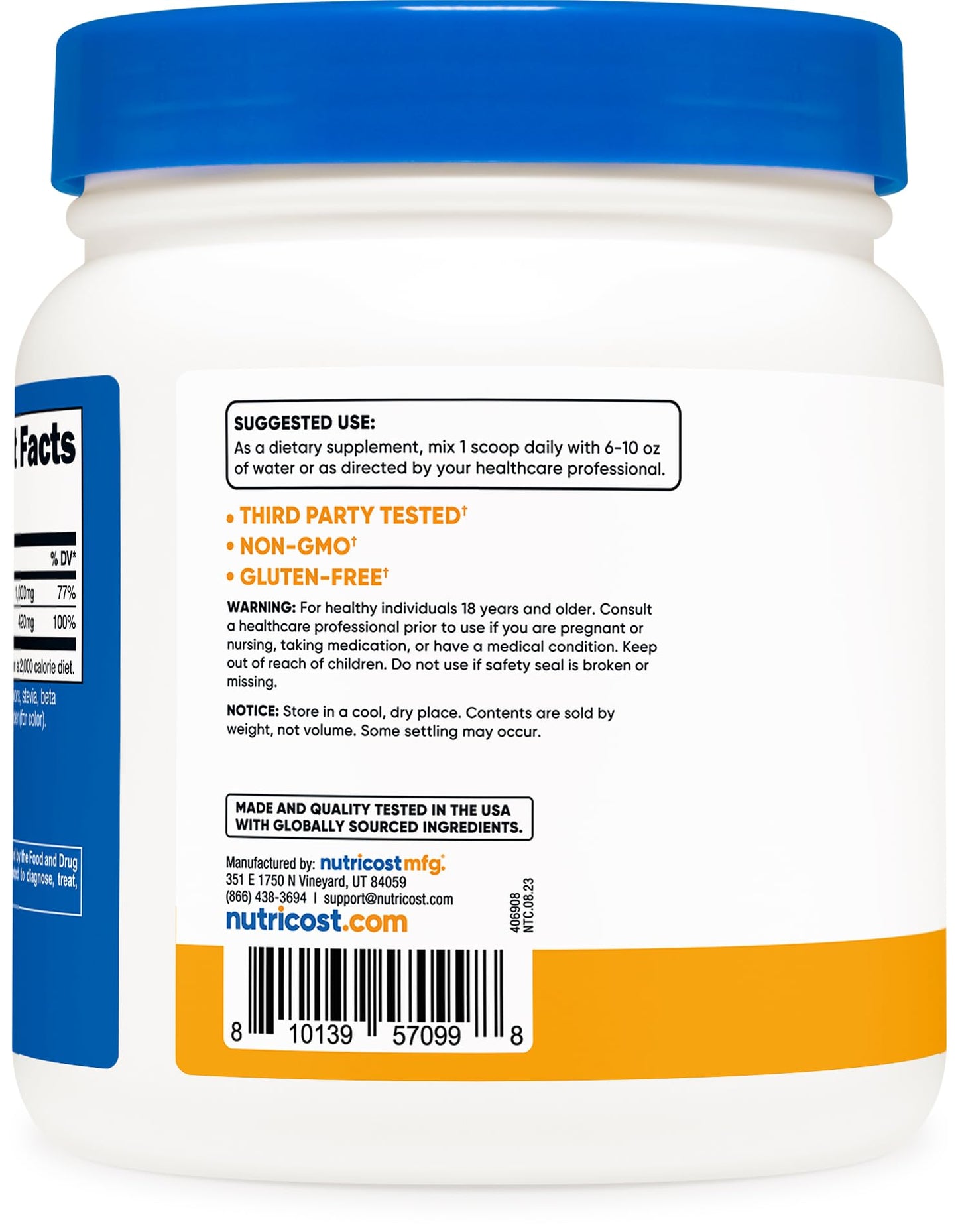 Nutricost Calcium Magnesium Powder 21.4 Ounce