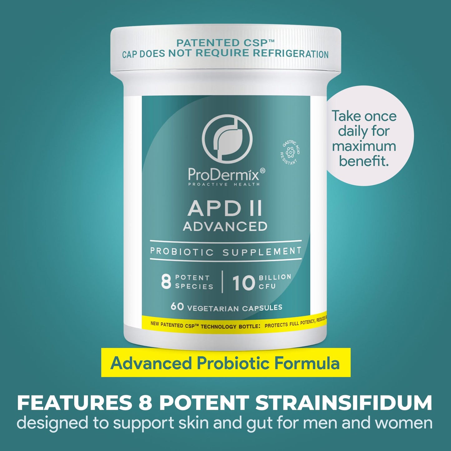 PRODERMIX APD II Probiotic for Skin and Gut Health Capsule, 60 Count