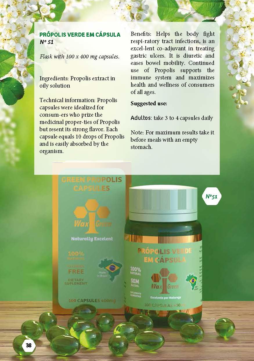 Generic Wax Green Brazil Bee Propolis Vitamin C with E 300mg Softgels 600 Count
