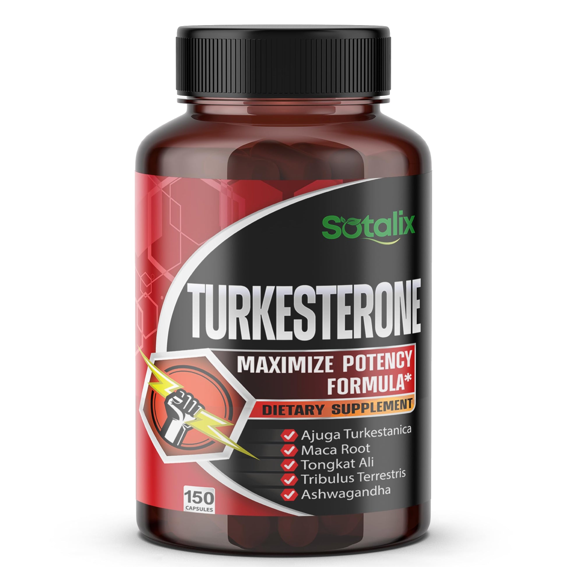SOTALIX SUPPLEMENT Ultra Turkesterone Ajuga Turkestanica Standardized 20% Turkesterone High Potency with Maca Root Tribulus Terrestris Capsule, 150 Count