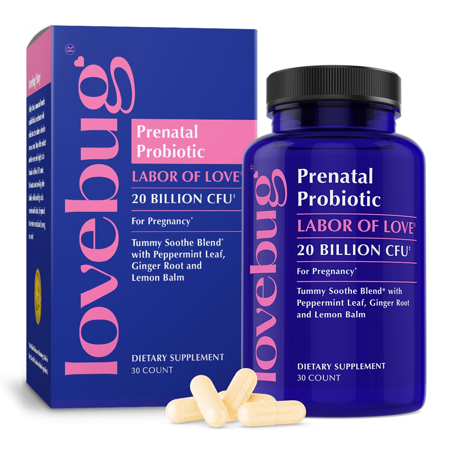 LOVEBUG Prenatal Probiotic Multi Strain 20 Billion CFU, 30 Capsules